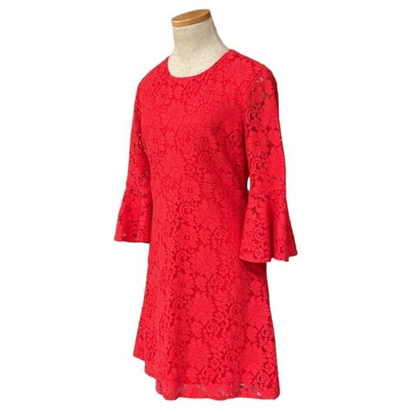 If By Sea NWT Where Is The Party Dress Lace Long Sleeve Midi Red Size Small S - Picture 3 of 16